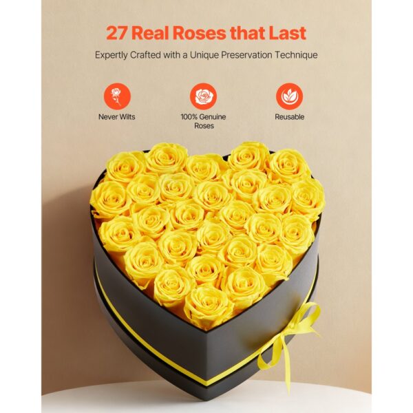 VEVOR 27 Stk. Ewige Rosen in Herzform Box, konservierter Blumenstrauß, Blumen Geschenkbox für ihre Frau – Bild 2
