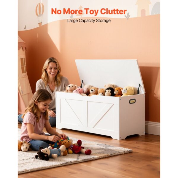 VEVOR Kindersitzbank mit Stauraum Holzspielzeugkiste, Aufbewahrungsbank mit Sicherheitsscharnier – Bild 2