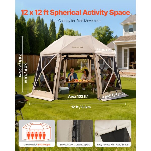 VEVOR Pop-up-Pavillon 3,6 x 3,6 m, 13-seitiges, 360°-Belüftung Sonnenschutz – Bild 2