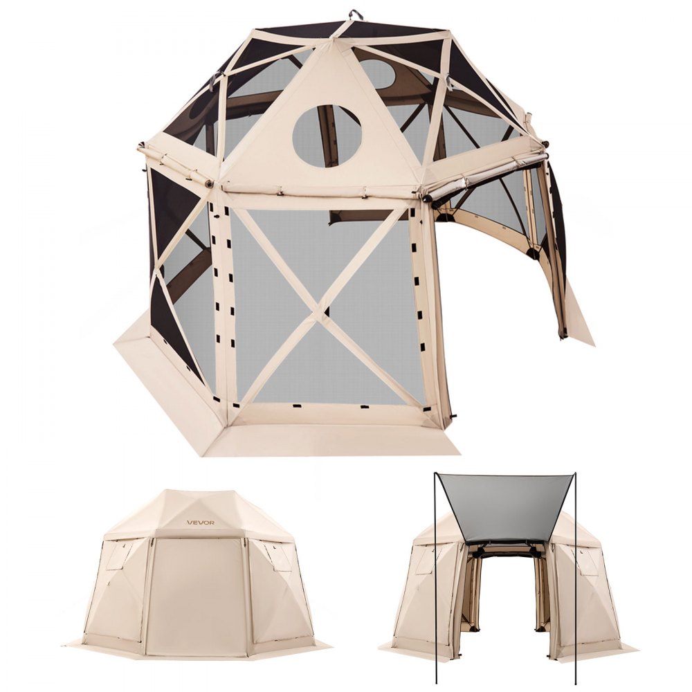 VEVOR Pop-up-Pavillon 3,6 x 3,6 m, 13-seitiges, 360°-Belüftung Sonnenschutz