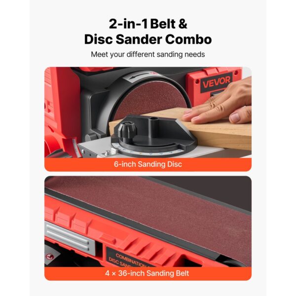 VEVOR Band-Tellerschleifer 400 W, 152,4 mm Tellerschleifer & 101,6x914,4 mm Bandschleifer, Messerschärfen – Bild 3