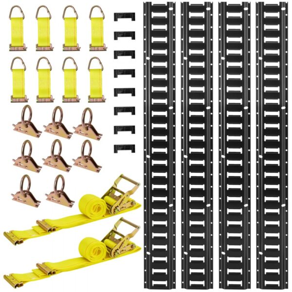 VEVOR E-Track-Zurrschienen-Set, 4er-Pack 2,3 m E-Track-Schienen, 26-tlg. VEVOR E-Track-Zurrschienen-Set, 4er-Pack 2,3 m E-Track-Schienen, 26-tlg.