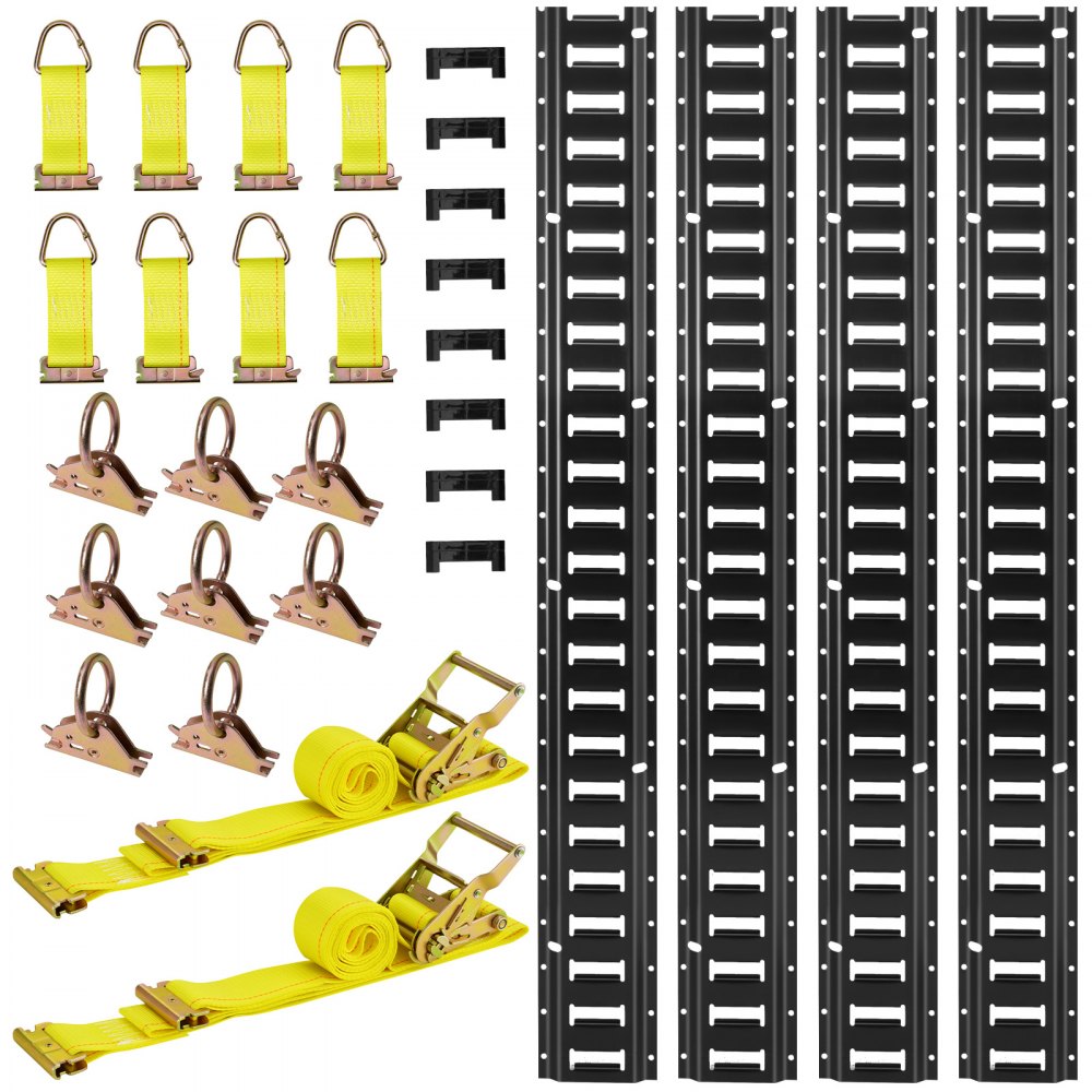 VEVOR E-Track-Zurrschienen-Set, 4er-Pack 2,3 m E-Track-Schienen, 26-tlg.