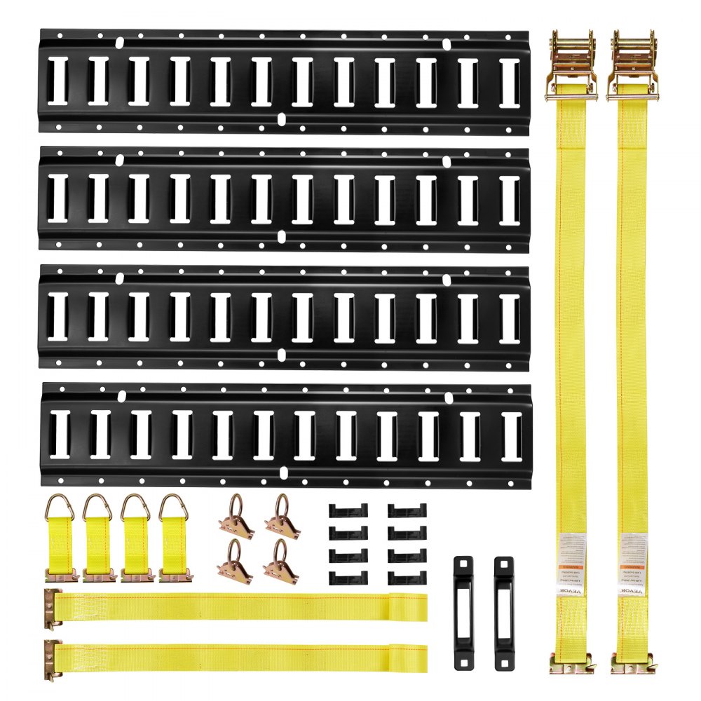 VEVOR E-Track-Zurrschienen-Set, 4er-Pack 0,6 m E-Track-Schienen, 20 Stk