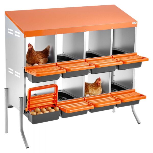 VEVOR 2-stöckiges Legenest 1060x525x990 mm, 8 Fächer, Hühnernest aus Metall mit Stützbeinen
