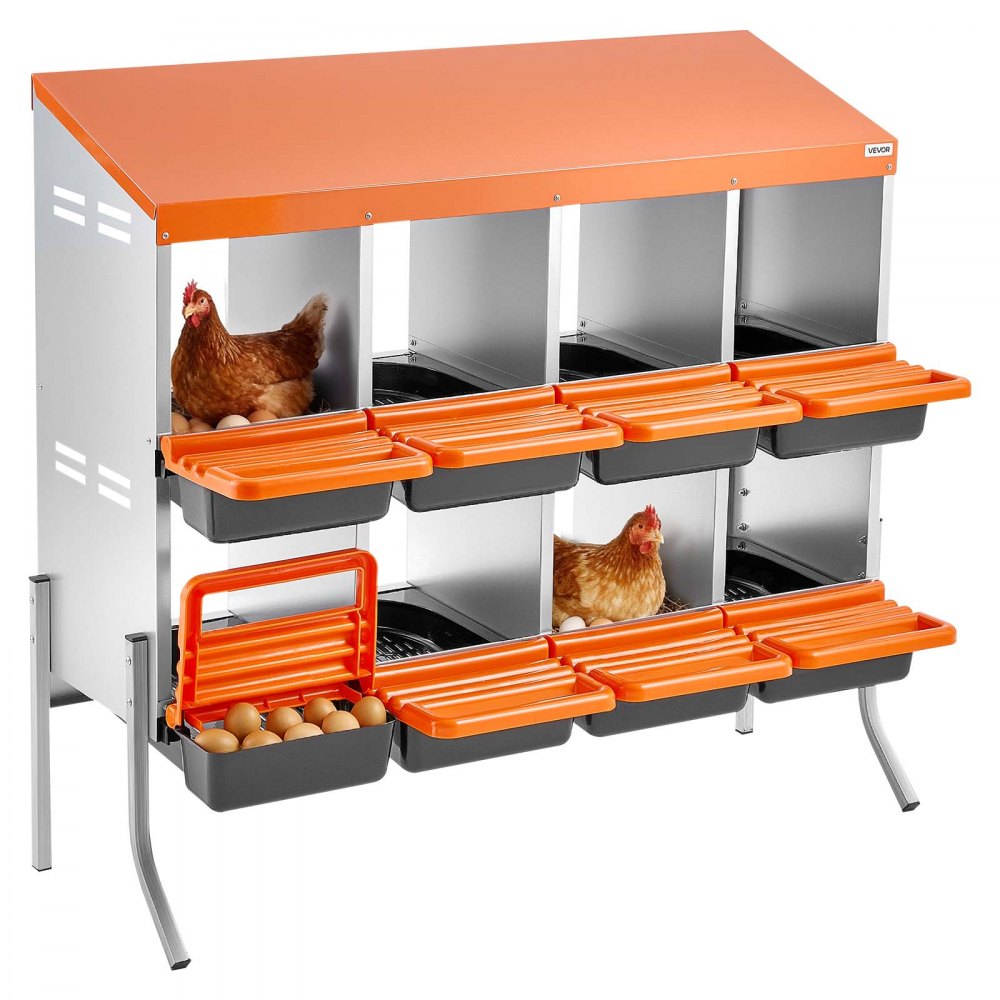 VEVOR 2-stöckiges Legenest 1060x525x990 mm, 8 Fächer, Hühnernest aus Metall mit Stützbeinen