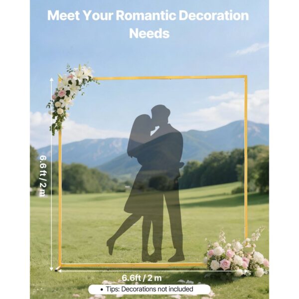 VEVOR Bogenhintergrundständer, 2x2 m, goldfarbener Metall-Hintergrundständer für Hochzeiten – Bild 2