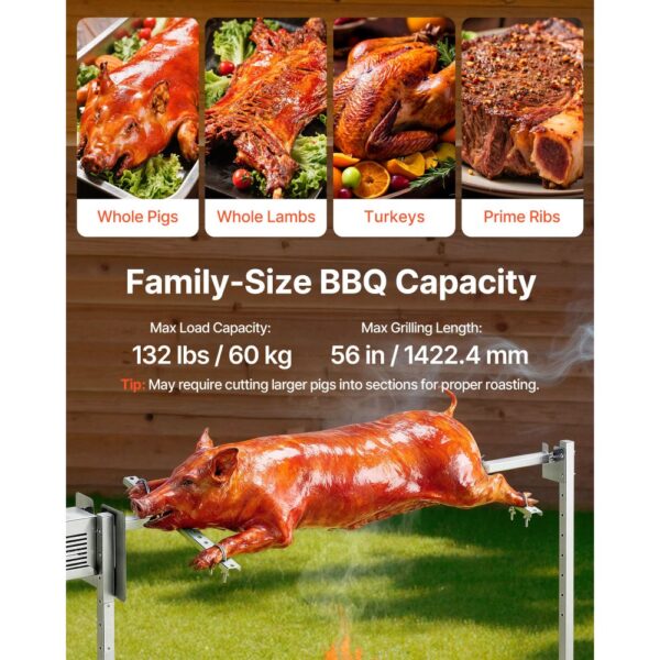 VEVOR Spanferkelgrill Lammgrill Spießbratengrill 1422,4 mm Rotisserie-Grill AC 220-240 V – Bild 3
