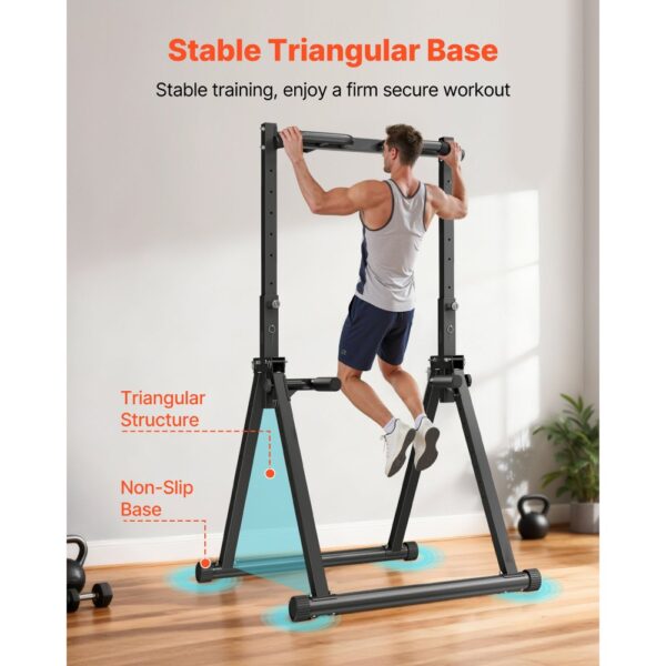 VEVOR Klimmzugstange faltbare Klimmzugstation Power Dip Station mit 150 kg Tragkraft & Dreiecksstruktur – Bild 4