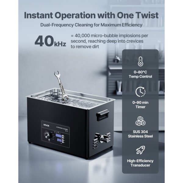VEVOR Ultraschallreiniger professionelles Ultraschallreinigungsgerät mit Drehknopfsteuerung 30 L – Bild 2 VEVOR Ultraschallreiniger professionelles Ultraschallreinigungsgerät mit Drehknopfsteuerung 30 L – Bild 2