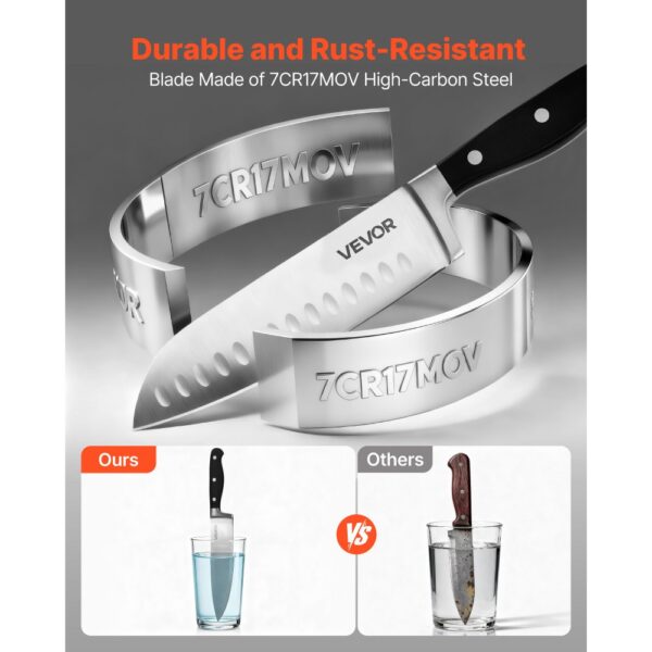 VEVOR Küchenmesserset mit Messerblock (Holz) & Wetzstahl, Küchenbesteck mit bruchfestem Griff, für Hobbyköche – Bild 4 VEVOR Küchenmesserset mit Messerblock (Holz) & Wetzstahl, Küchenbesteck mit bruchfestem Griff, für Hobbyköche – Bild 4