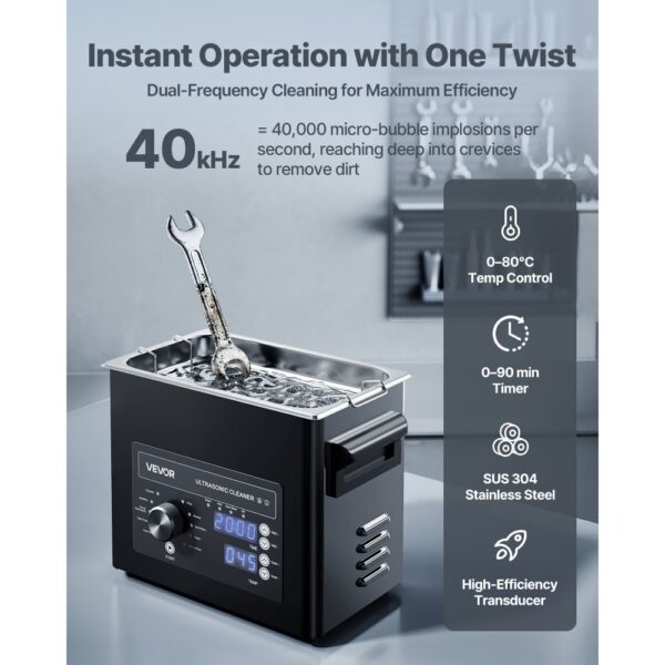 VEVOR Ultraschallreiniger professionelles Ultraschallreinigungsgerät mit Drehknopfsteuerung 3 L – Bild 2 VEVOR Ultraschallreiniger professionelles Ultraschallreinigungsgerät mit Drehknopfsteuerung 3 L – Bild 2