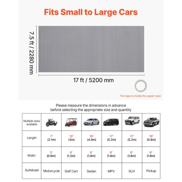 VEVOR Garagenbodenmatte, 520x228 cm Antirutschmatte, 2,2 mm dicke PVC-Noppenmatte – Bild 2
