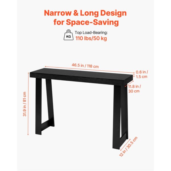 VEVOR Konsolentisch Eingangtisch hinter dem Sofa (118 x 30,5 x 81 cm / L x B x H), Flurtisch Schwarz – Bild 3