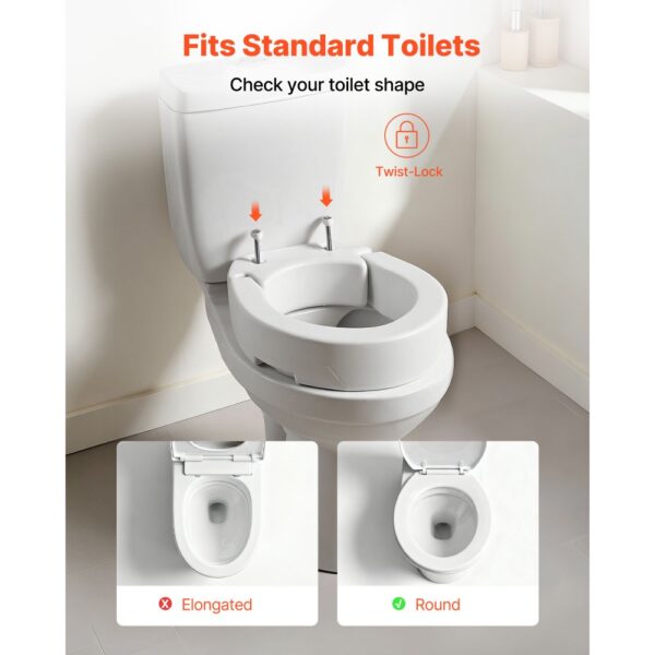 VEVOR Toilettensitzerhöhung Toilettenerhöhung mit 136 kg Tragkraft & 88,9 mm Hubhöhe – Bild 3