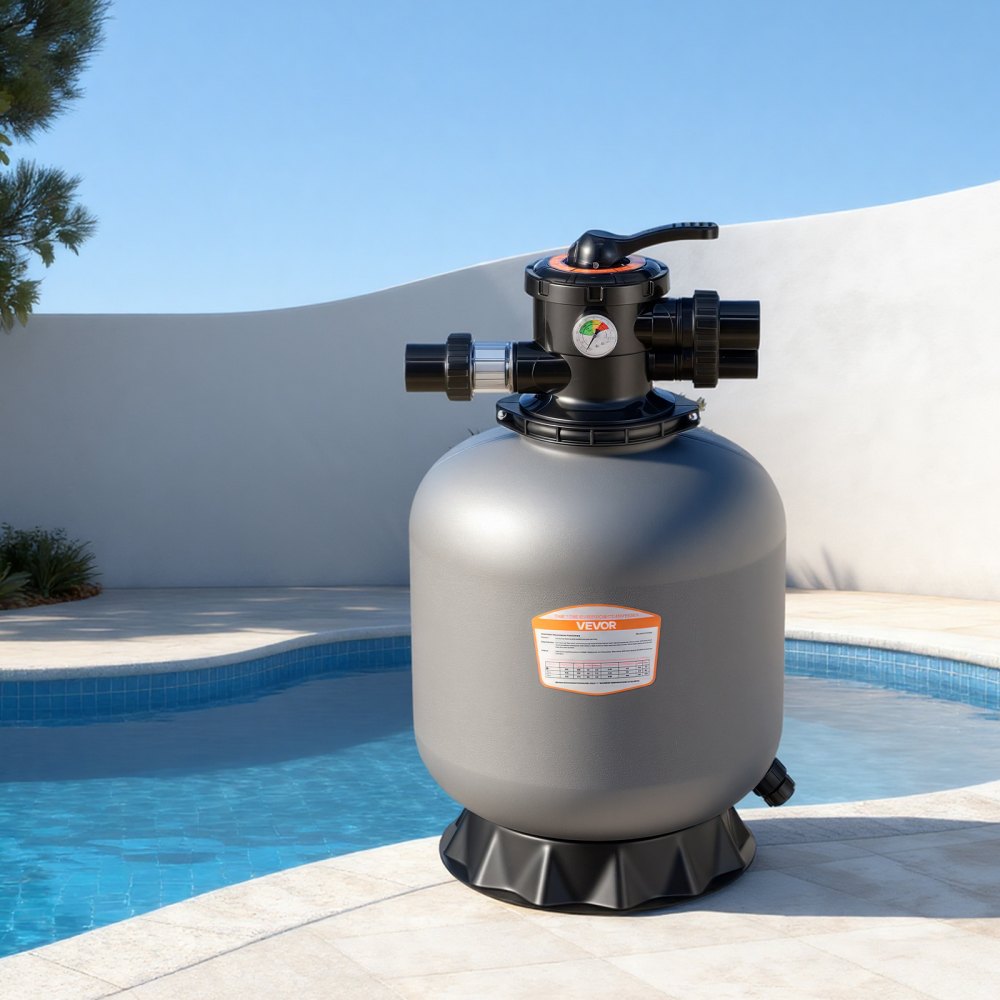 VEVOR Sandfilter, 450 mm Filterkessel, 151 L/min Sandfiltersystem, Filterbehälter mit 7-Wege-Mehrwegeventil
