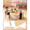 VEVOR Kindertisch mit 2 Stühlen & 3-stöckigem Aufbewahrungsschrank, Kindersitzgruppe Kindertagesstätte, Weiß – Bild 5