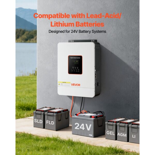 VEVOR 3000W Hybrid-Wechselrichter, 24V DC auf 230V AC, mit integriertem 80A MPPT-Solarladeregler – Bild 4