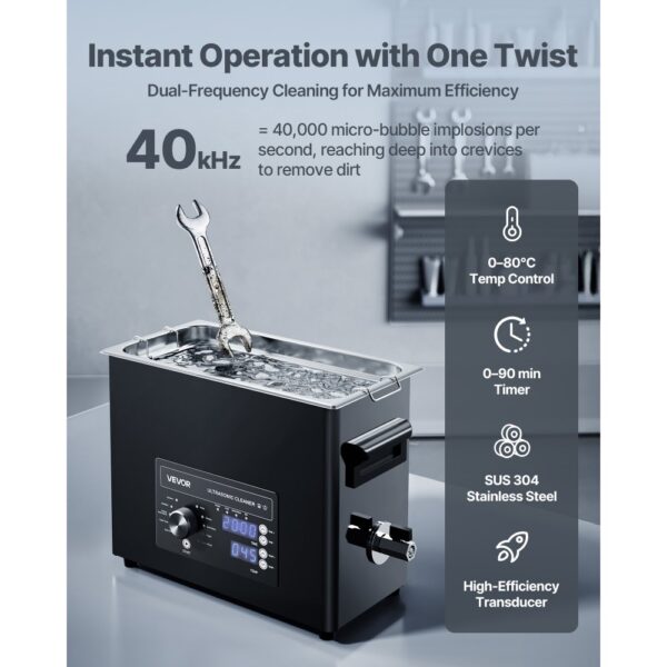 VEVOR Ultraschallreiniger professionelles Ultraschallreinigungsgerät mit Drehknopfsteuerung 6 L – Bild 2 VEVOR Ultraschallreiniger professionelles Ultraschallreinigungsgerät mit Drehknopfsteuerung 6 L – Bild 2