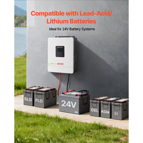 VEVOR Hybrid-Wechselrichter 4000 W, 24V DC auf 230V AC, mit integriertem 120A MPPT-Solarladeregler – Bild 5