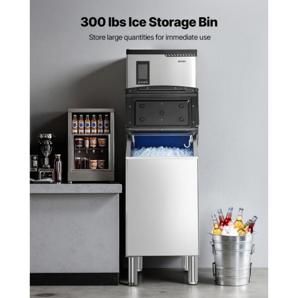 VEVOR gewerbliche Eismaschine, 136 kg/Tag Eisbereiter mit 136 kg Edelstahl-Vorratsbehälter – Bild 3