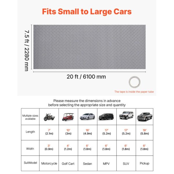 VEVOR Garagenbodenmatte, 2280 x 6100 mm Antirutschmatte, Bodeschutzmatte für Lager – Bild 2
