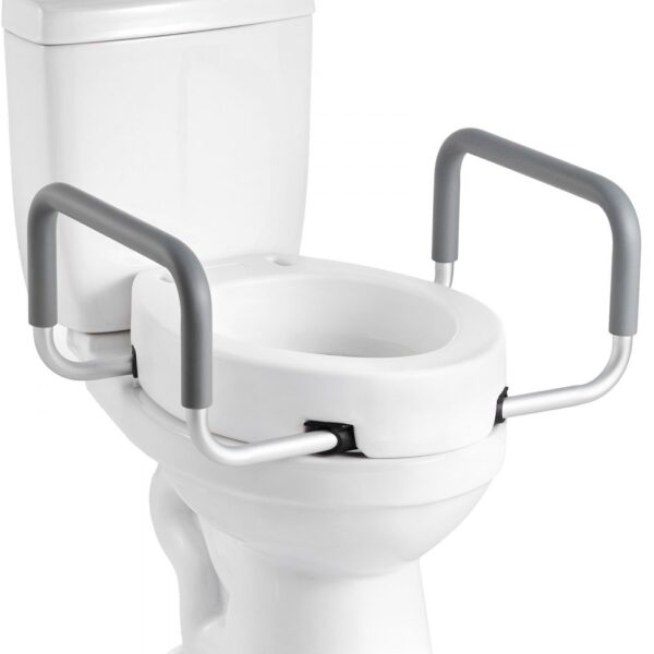 VEVOR Toilettensitzerhöhung Toilettenerhöhung mit 136 kg Tragkraft & 88,9 mm Hubhöhe, verbreiterter Sitz