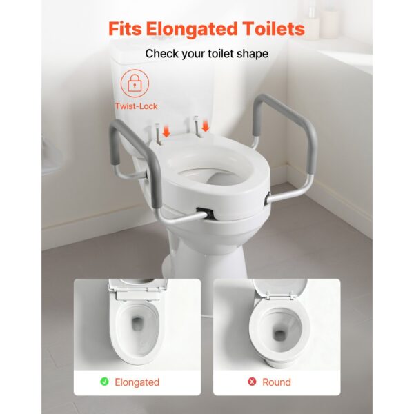 VEVOR Toilettensitzerhöhung Toilettenerhöhung mit 136 kg Tragkraft & 88,9 mm Hubhöhe, verbreiterter Sitz – Bild 3