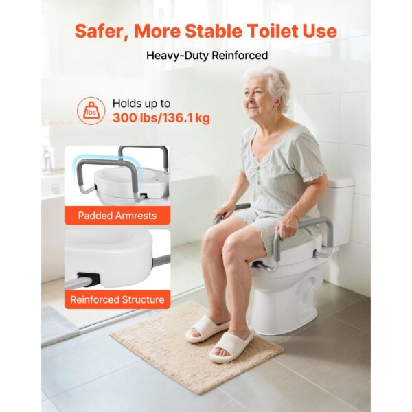 VEVOR Toilettensitzerhöhung Toilettenerhöhung mit 136 kg Tragkraft & 88,9 mm Hubhöhe, verbreiterter Sitz – Bild 4