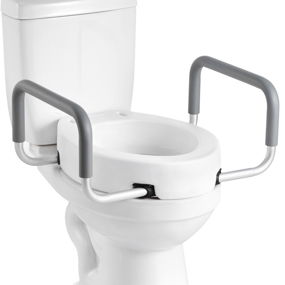 VEVOR Toilettensitzerhöhung Toilettenerhöhung mit 136 kg Tragkraft & 88,9 mm Hubhöhe, verbreiterter Sitz