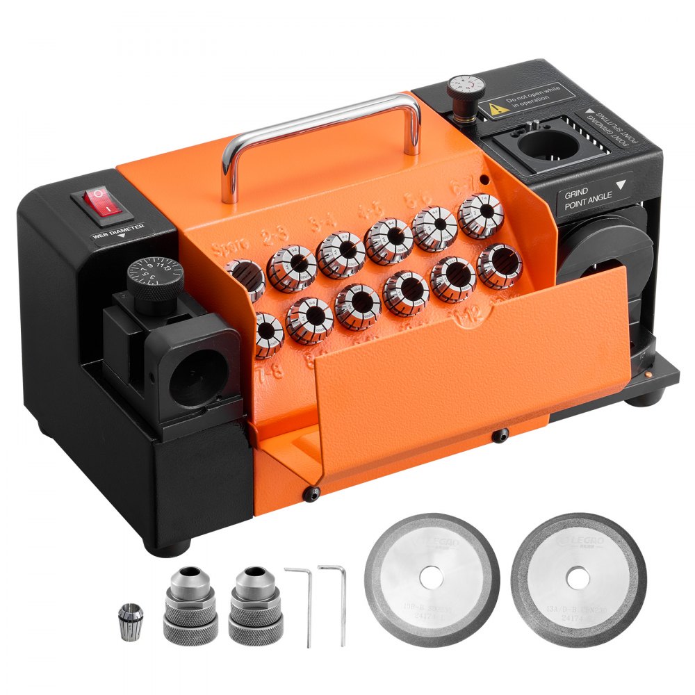VEVOR Bohrerschleifgerät MR-13B, 3-15 mm, mit einstellbarem Lippenfreiwinkel & 95°-135° Spitzenwinkel
