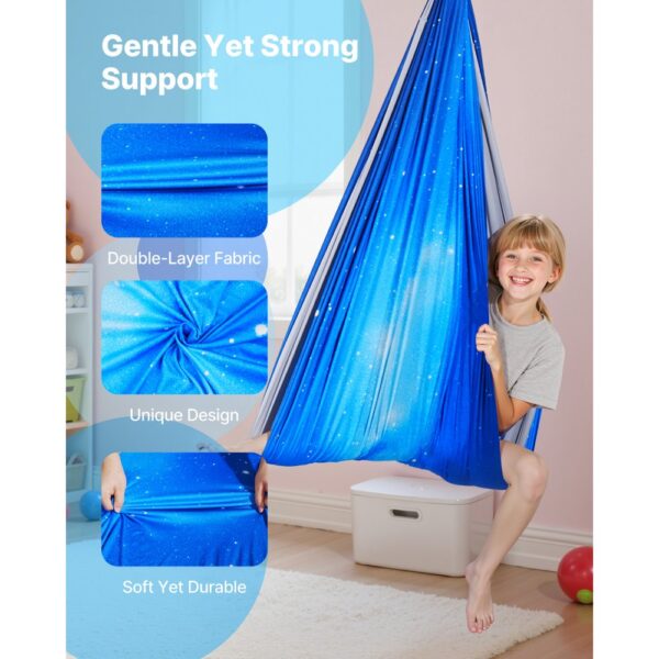 VEVOR Aerial Yoga Hängematte Set aus doppellagigem Stoff, Aerial Yoga Swing Air Fliegen, Hängeschaukeln Blau – Bild 3