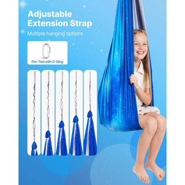 VEVOR Aerial Yoga Hängematte Set aus doppellagigem Stoff, Aerial Yoga Swing Air Fliegen, Hängeschaukeln Blau – Bild 5