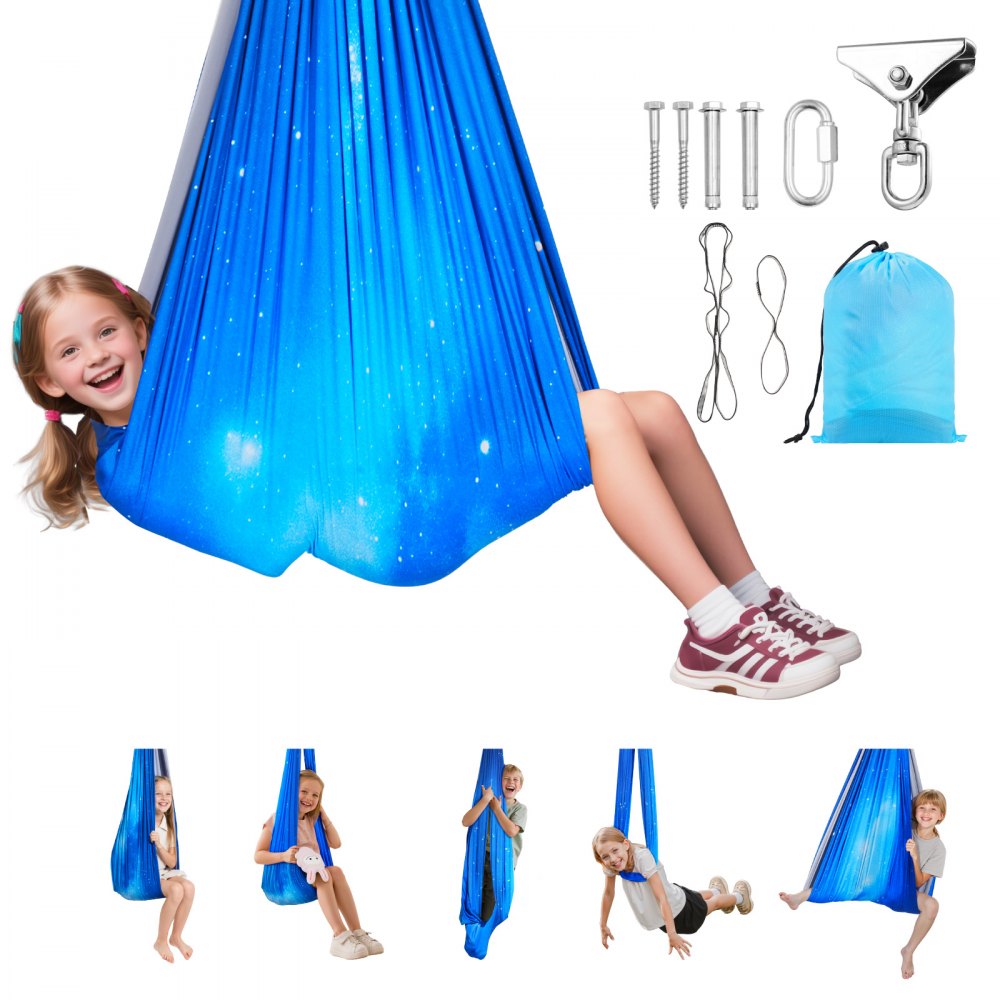 VEVOR Aerial Yoga Hängematte Set aus doppellagigem Stoff, Aerial Yoga Swing Air Fliegen, Hängeschaukeln Blau