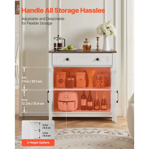 VEVOR Sideboard Küchenschrank mit Schubladen, Buffetschrank Landhaus-Stil für Wohnzimmer Eingangsbereich Küche – Bild 4