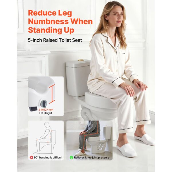 VEVOR Toilettensitzerhöhung Toilettenerhöhung (158 kg Tragkraft) 127 mm Hubhöhe, längliche & runde Schüsseln – Bild 2