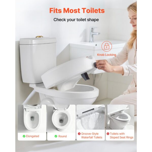 VEVOR Toilettensitzerhöhung Toilettenerhöhung (158 kg Tragkraft) 127 mm Hubhöhe, längliche & runde Schüsseln – Bild 3