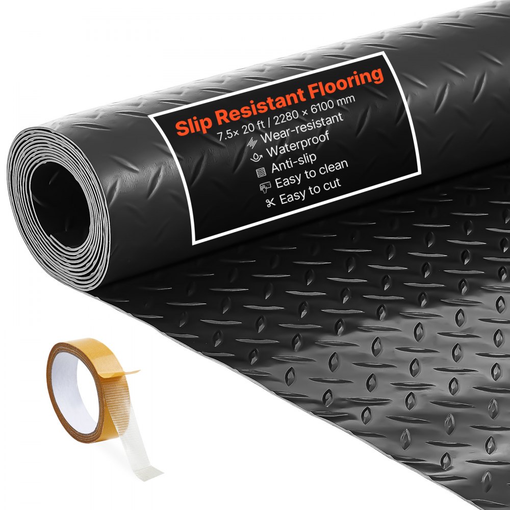 VEVOR Garagenbodenmatte, 2280x6100 mm Antirutschmatte, 2,2 mm dicke PVC-Noppenmatte