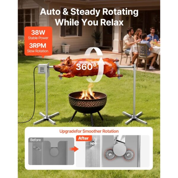 VEVOR Spanferkelgrill Lammgrill Spießbratengrill 1321 mm Rotisserie-Grill AC 220-240 V – Bild 2