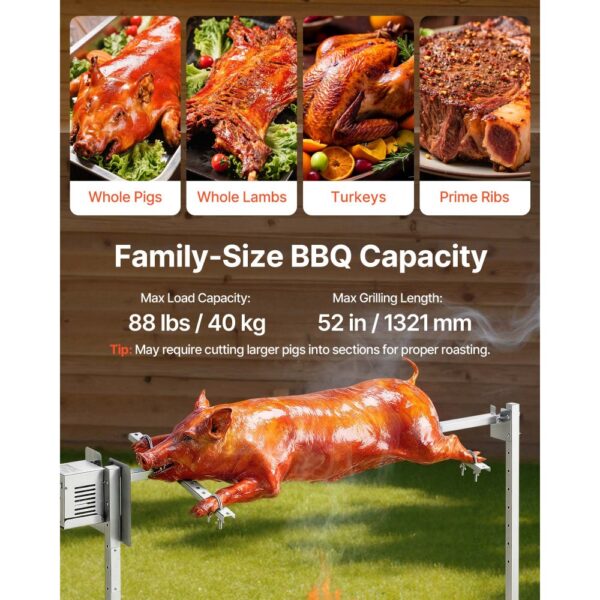 VEVOR Spanferkelgrill Lammgrill Spießbratengrill 1321 mm Rotisserie-Grill AC 220-240 V – Bild 3