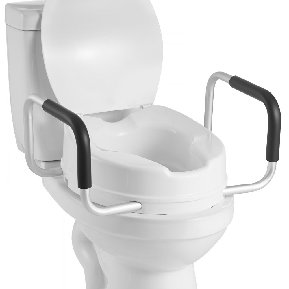 VEVOR Toilettensitzerhöhung Toilettenerhöhung mit 136 kg Tragkraft & 101,6 mm Hubhöhe & Toilettendeckel