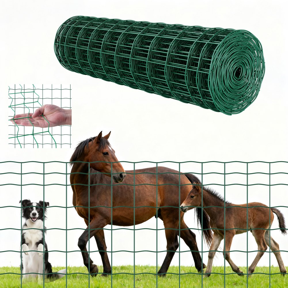 VEVOR Gartenzaun, 1 x 20 m, Maschendraht-Zaun (2,1 mm), verzinkter Stahldrahtzaun für Rinder
