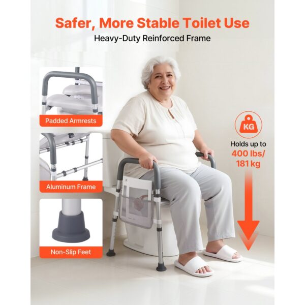 VEVOR Toilettensitzerhöhung Toilettenerhöhung (verstellbare Höhe & Breite) mit Armlehnen & 181 kg Tragkraft – Bild 4 VEVOR Toilettensitzerhöhung Toilettenerhöhung (verstellbare Höhe & Breite) mit Armlehnen & 181 kg Tragkraft – Bild 4