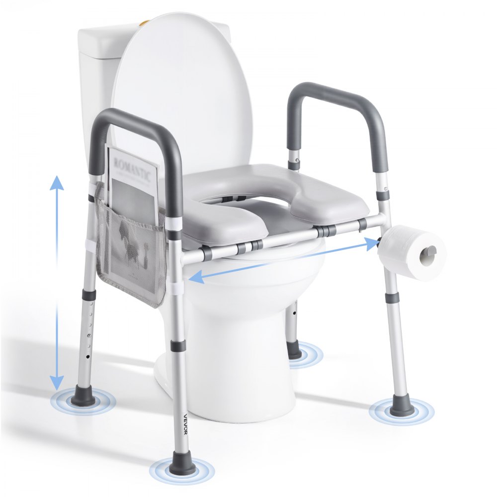 VEVOR Toilettensitzerhöhung Toilettenerhöhung (verstellbare Höhe & Breite) mit Armlehnen & 181 kg Tragkraft