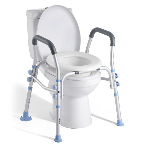 VEVOR Toilettensitzerhöhung Toilettenerhöhung mit Armlehnen & 136 kg Tragkraft & 4 Beinen