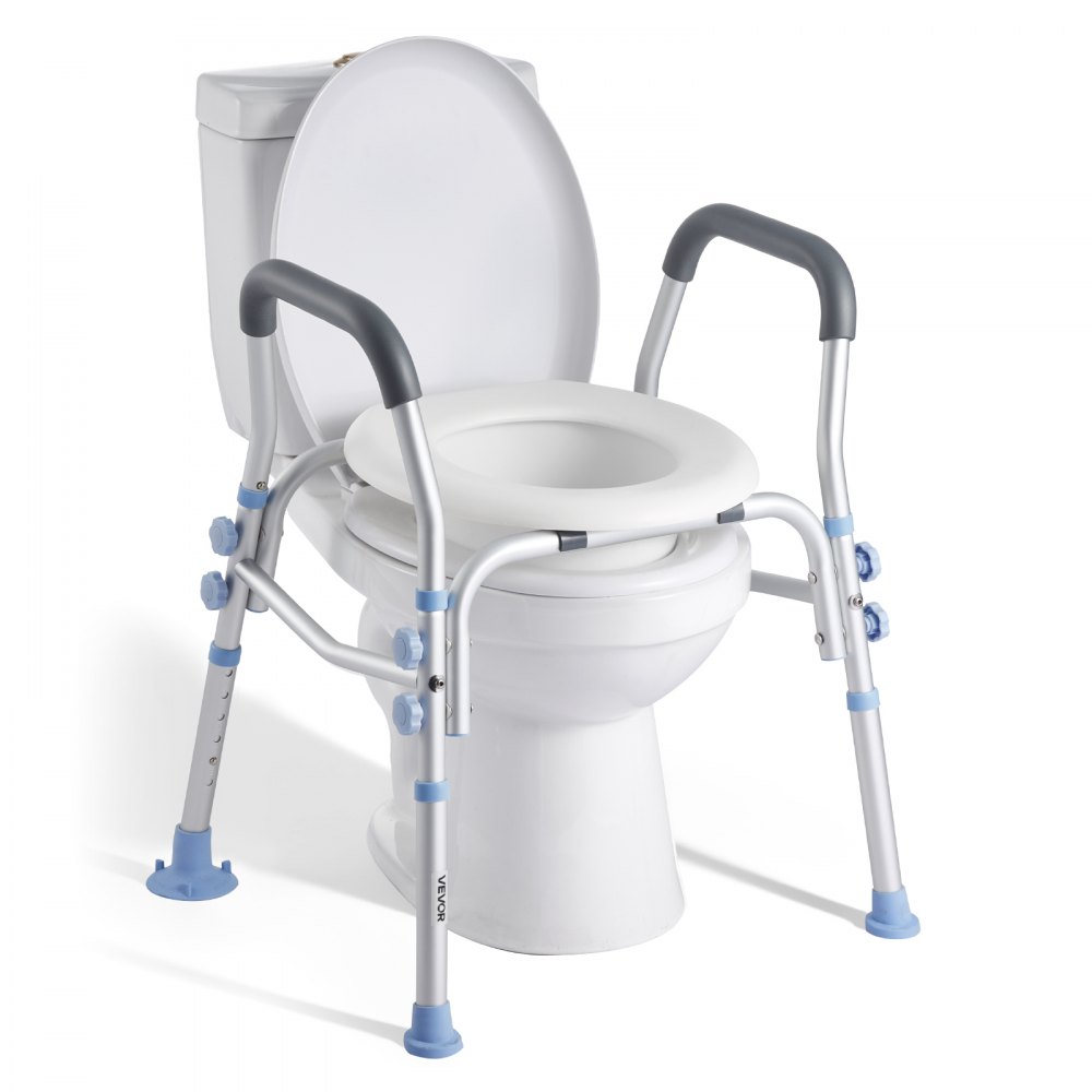 VEVOR Toilettensitzerhöhung Toilettenerhöhung mit Armlehnen & 136 kg Tragkraft & 4 Beinen