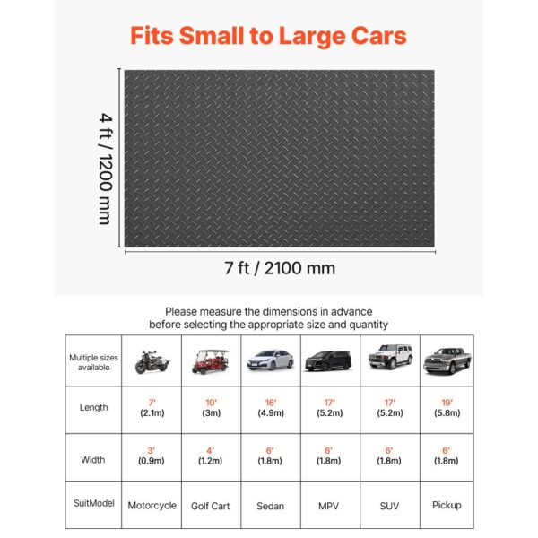 VEVOR Garagenbodenmatte, 1200x2100 mm Antirutschmatte, 2,2 mm dicke PVC-Noppenmatte – Bild 2