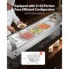 VEVOR kommerzieller Speisenwärmer mit Glasabdeckung & 5 Behälter (1/2-Größe) 1,5 kW Buffetwärmer Edelstahl – Bild 3