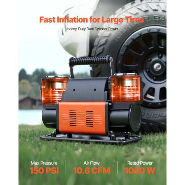 VEVOR Hochleistungs-Luftkompressor Zweizylinder, 300 L/min, 12 V, 150 PSI – Bild 2 VEVOR Hochleistungs-Luftkompressor Zweizylinder, 300 L/min, 12 V, 150 PSI – Bild 2