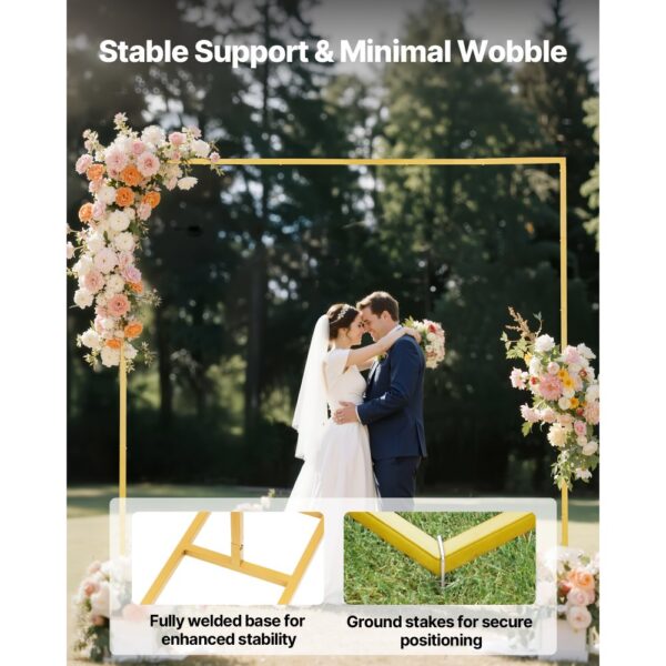 VEVOR Bogenständer, 2,4x2,4 m, quadratischer goldener Metall-Bogen-Hintergrundständer für Hochzeiten – Bild 4